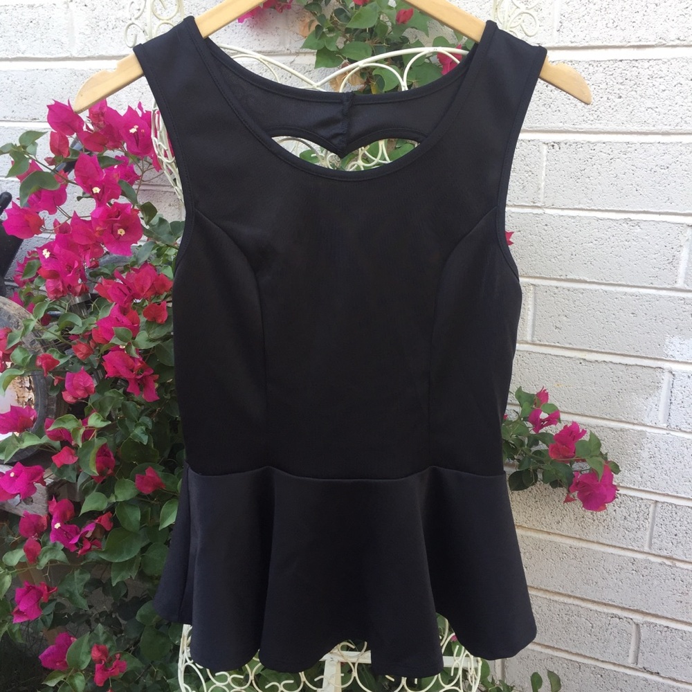 Wet Seal Black Peplum Top with Heart